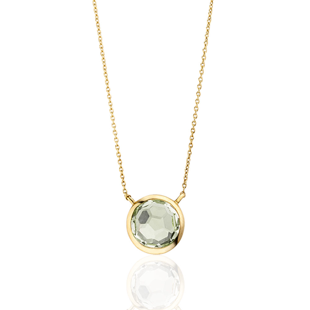 Halskette Gr�ner Amethyst, 14 Karat Gelbgold