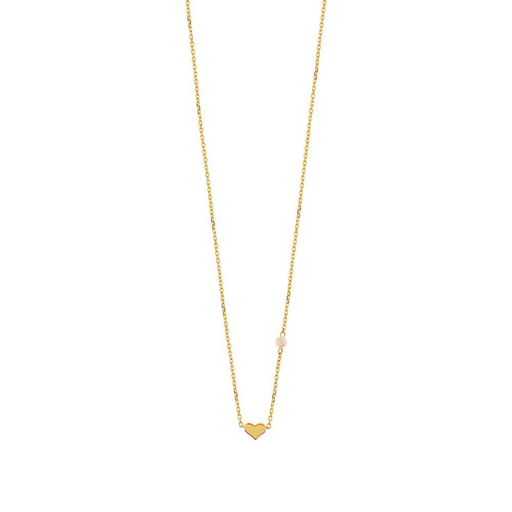 Halskette Herz mit Perle, 18 Karat Gelbgold vergoldet