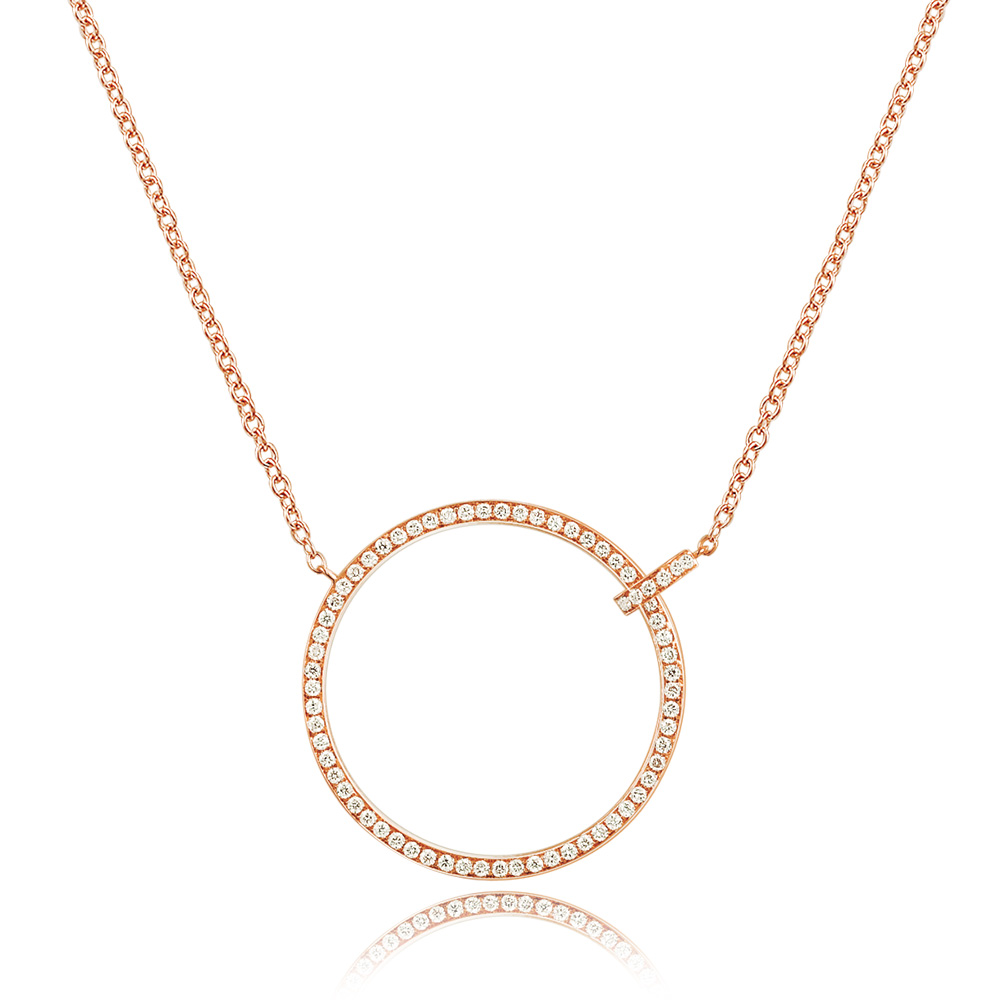 Halskette Circle Gro� mit Diamanten, 18 Karat Rosegold