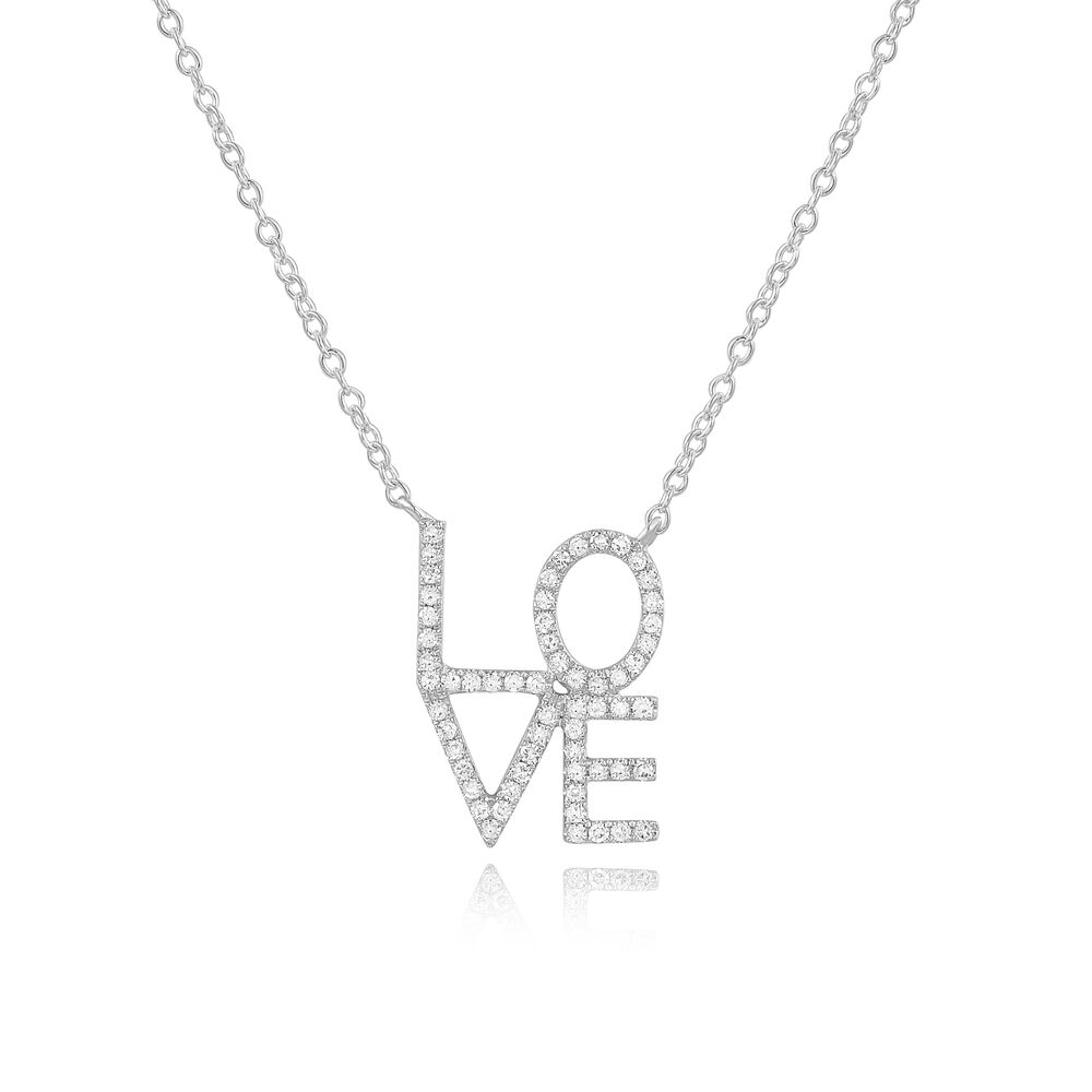 Halskette Love mit Diamanten, 18 Karat Wei�gold