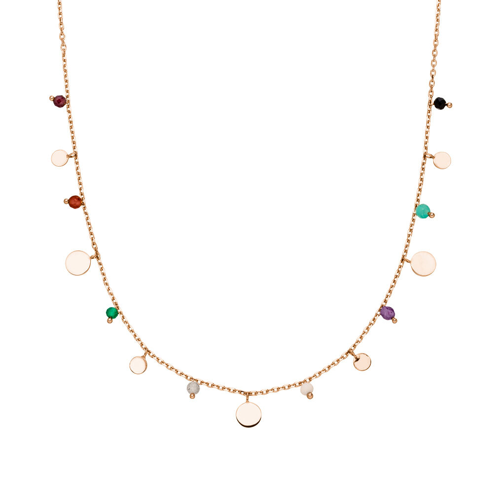 Halskette Platelet Mix, 18 Karat Rosegold vergoldet