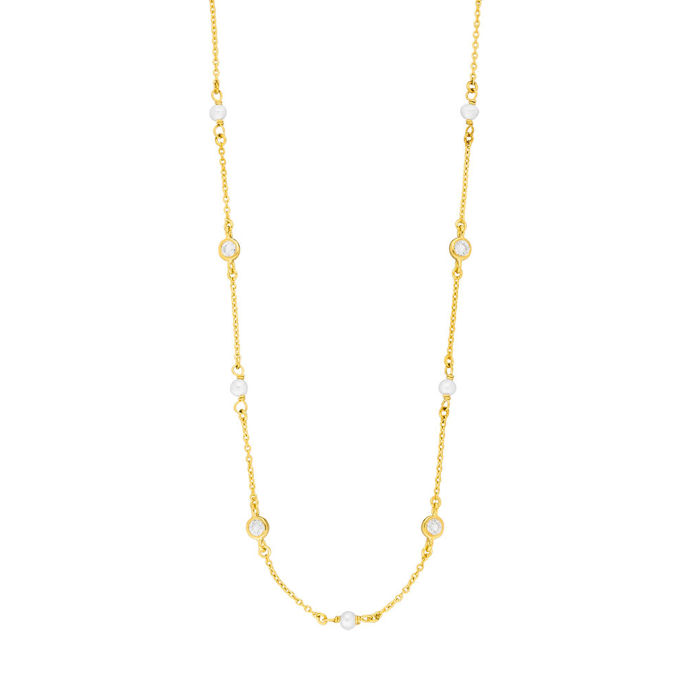 Halskette Pure mit S��wasserzuchtperlen, 18 Karat Gelbgold vergoldet