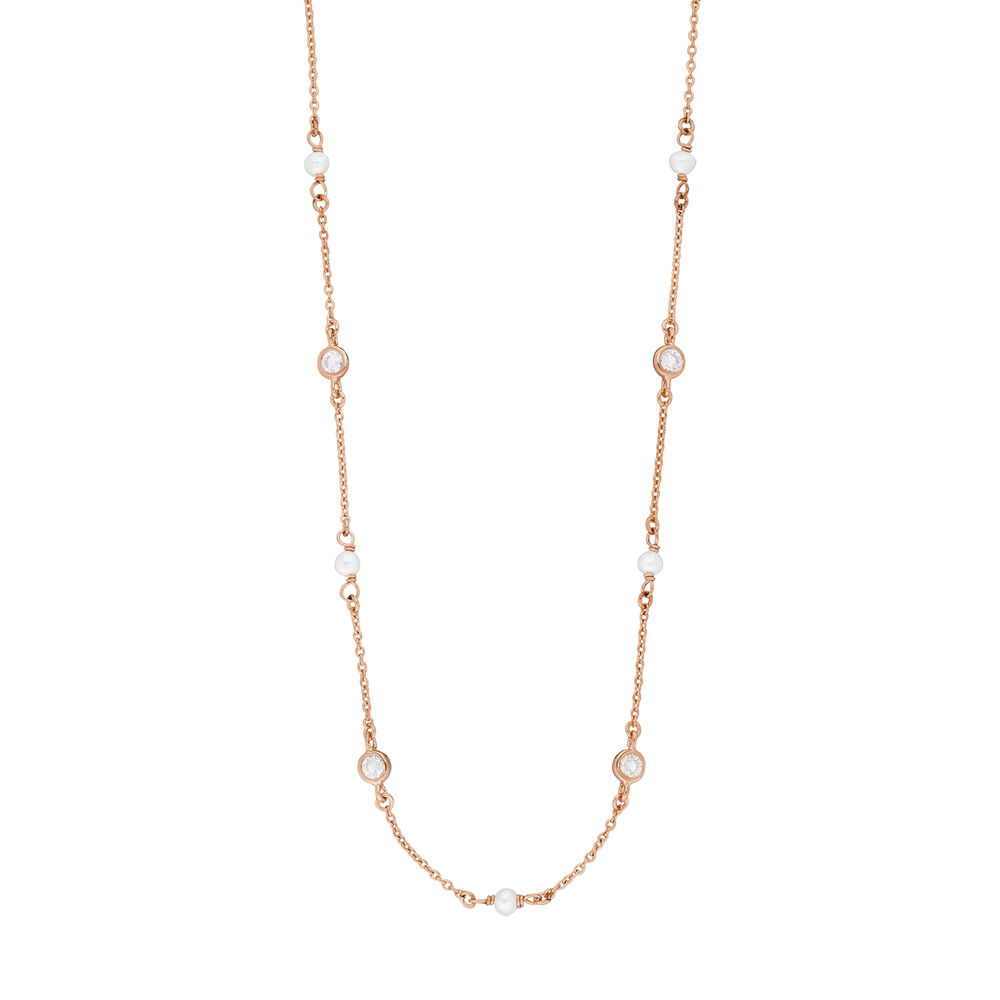 Halskette Pure mit S��wasserzuchtperlen, 18 Karat Rosegold vergoldet
