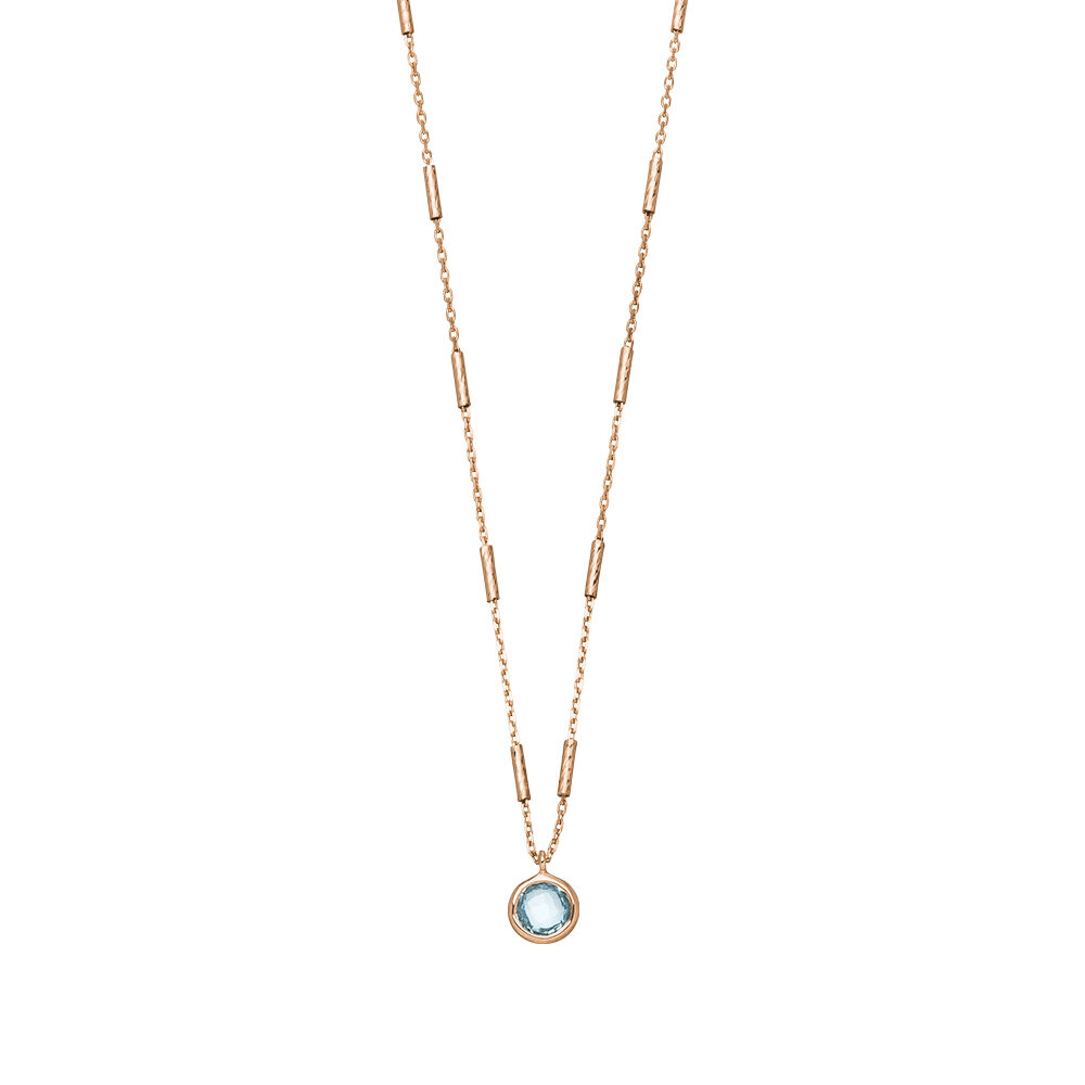 Halskette Solit�r, Blauer Topaz, 18 Karat Rosegold vergoldet