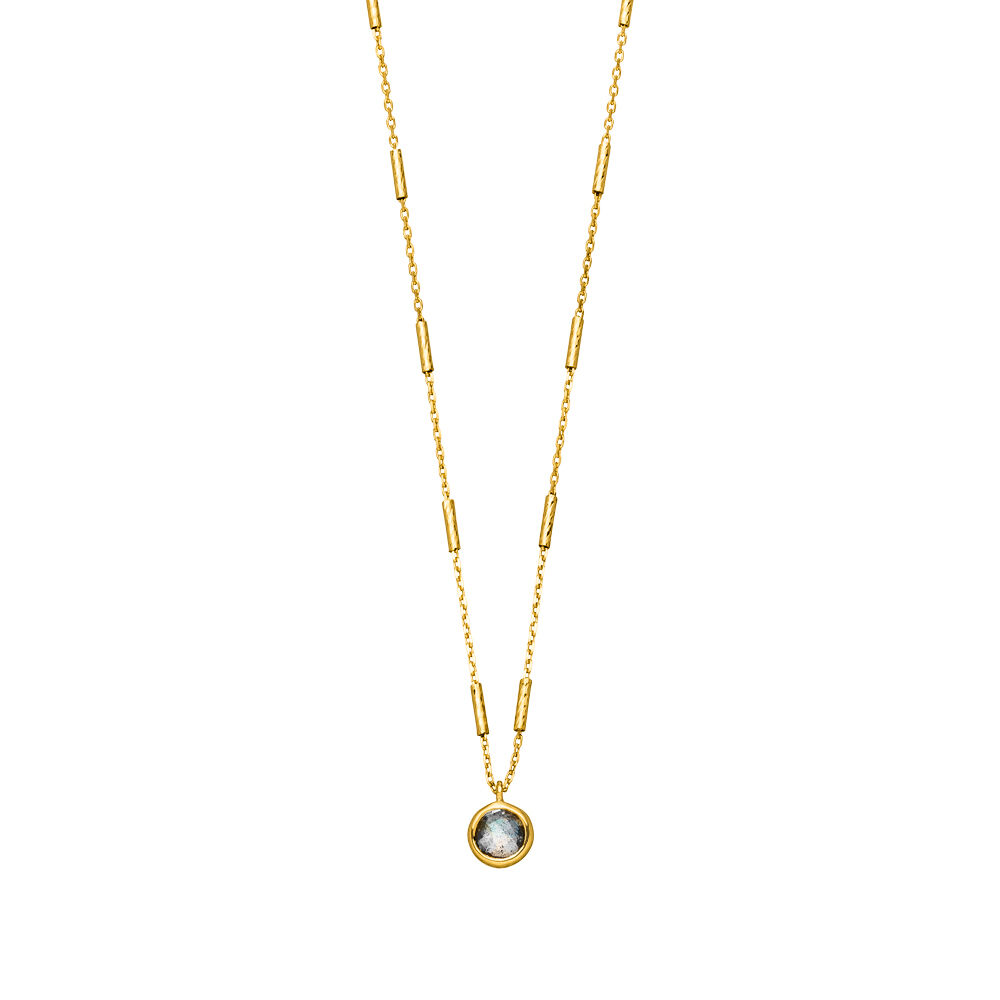 Halskette Solit�r, Labradorit, 18 Karat Gelbgold vergoldet