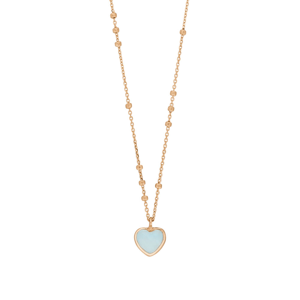 Halskette VALENTINE, Aqua Chalzedon, 18 Karat Rosegold vergoldet
