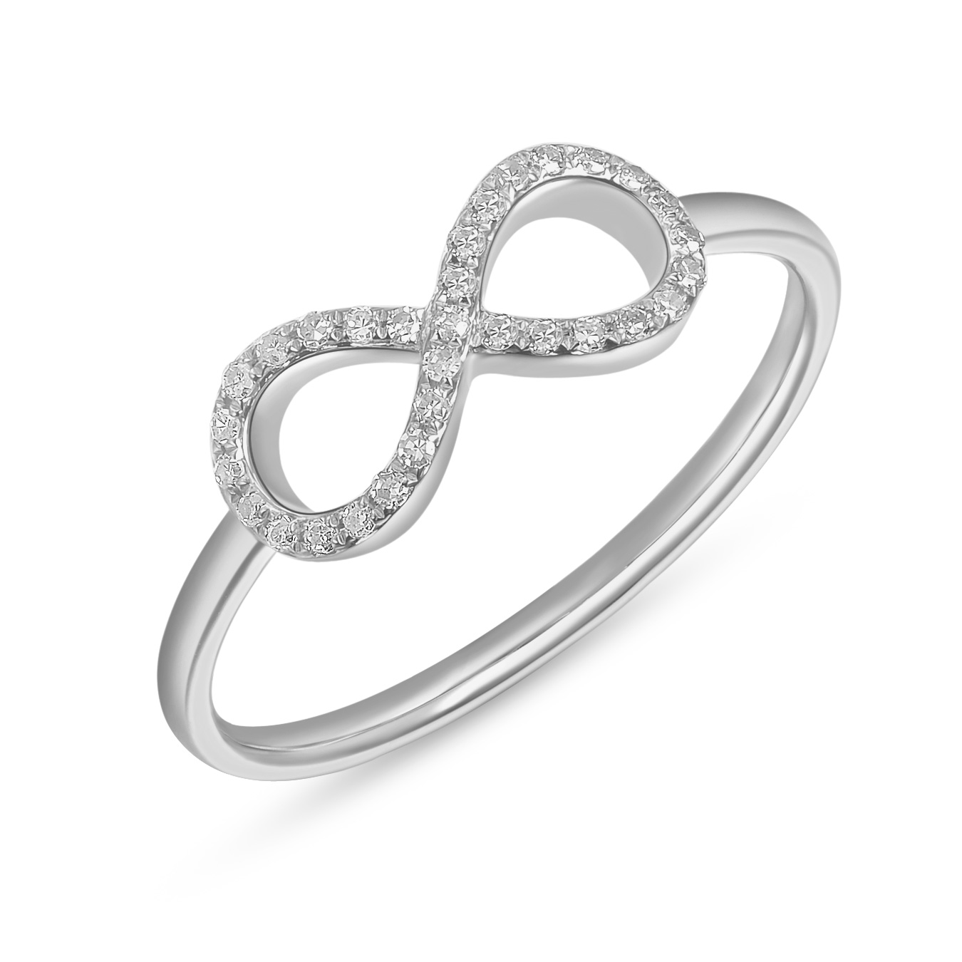Infinityring mit Diamanten, 18 Karat Wei�gold