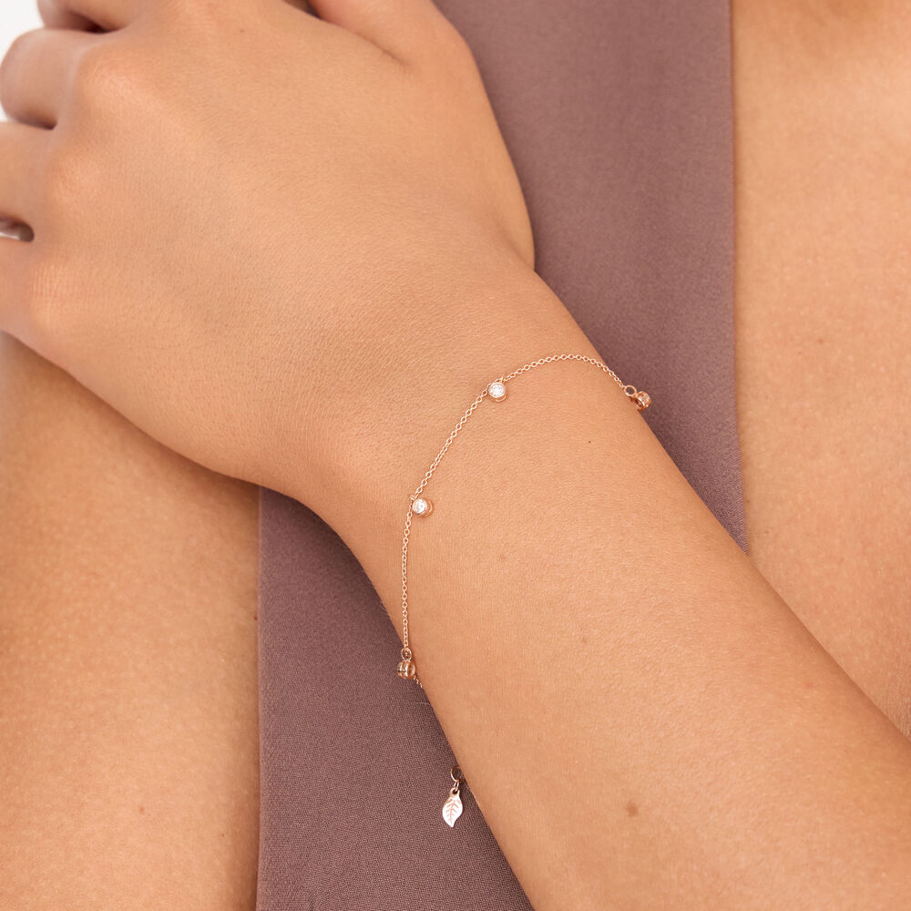 Armkette MY FIRST DIAMOND Charms, 14 Karat Rosegold 