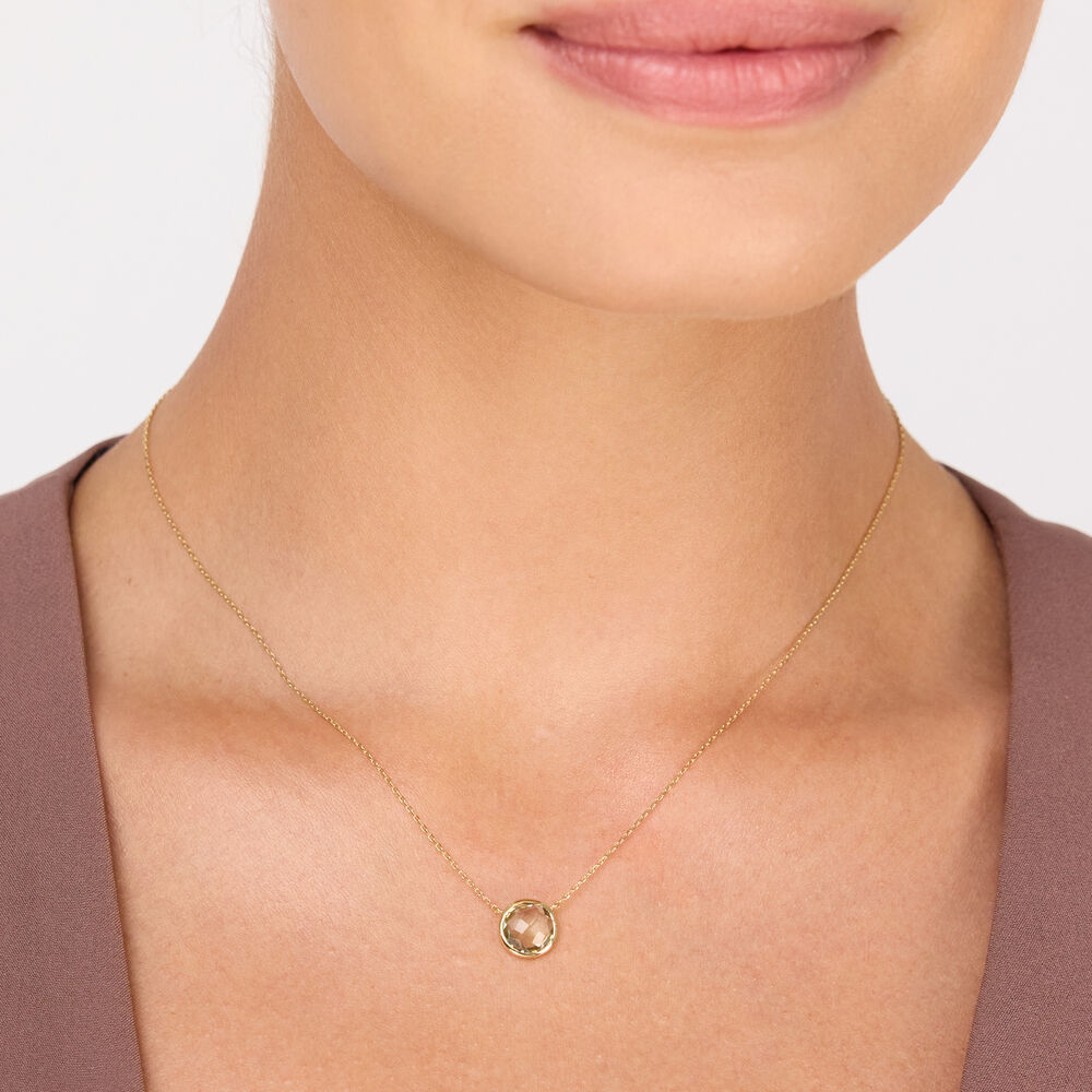 Halskette Gr�ner Amethyst, 14 Karat Gelbgold 