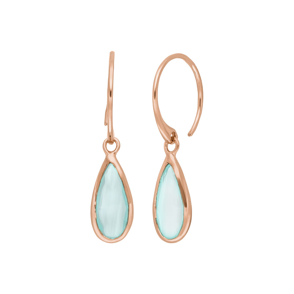 Ohrh�nger Gem Drop, Aqua Chalzedon, 18 K Rosegold vergoldet