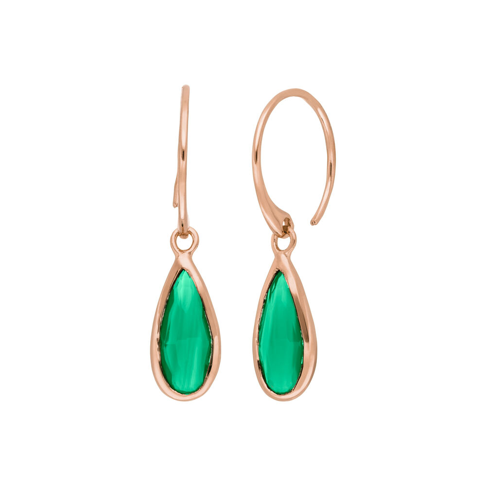Ohrh�nger Gem Drop, Gr�ner Achat, 18 K Rosegold vergoldet