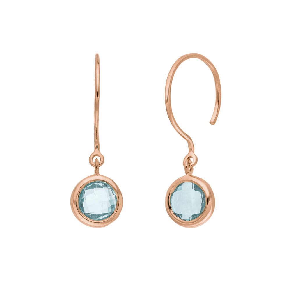 Ohrh�nger Solit�r, Blauer Topaz, 18 K Rosegold vergoldet