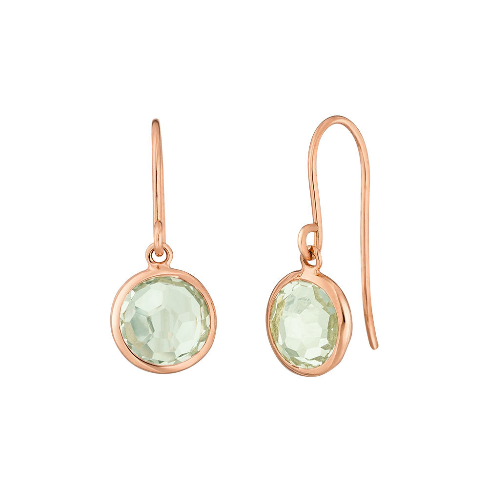 Ohrringe Gr�ner Amethyst, 14 Karat Rosegold