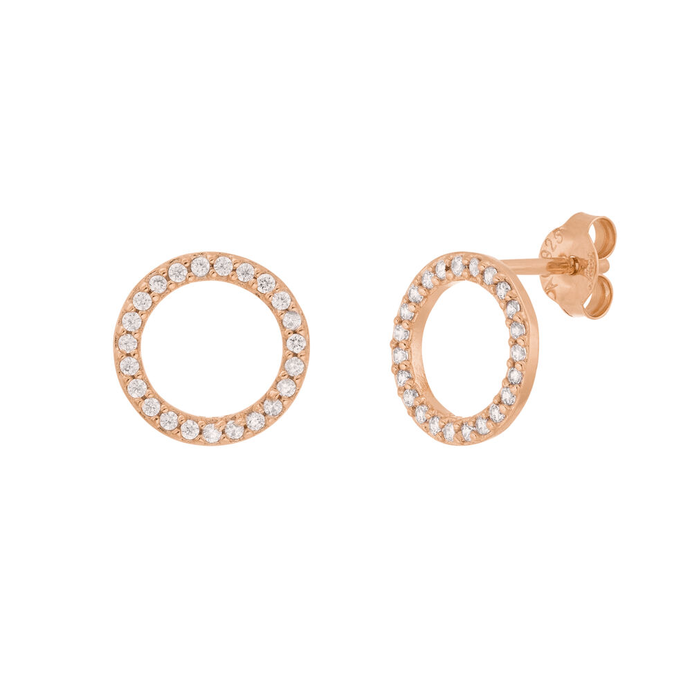 Ohrstecker Circle Of Life mit Zirkonia, 18 K Rosegold vergoldet