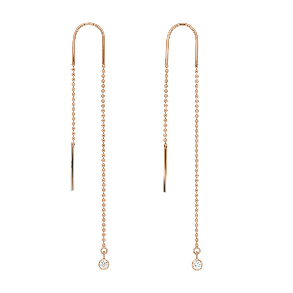 Ohrringe MY FIRST DIAMOND, ball chain, 14 Karat Rosegold