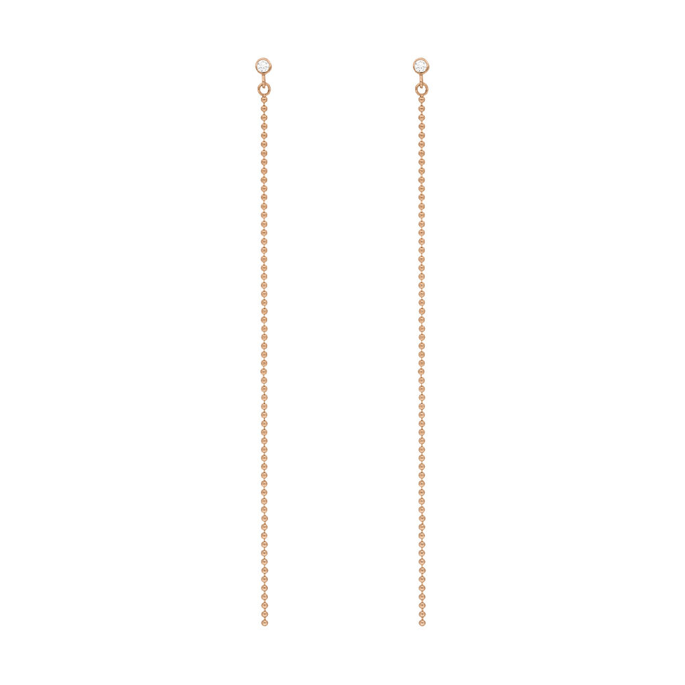 Ohrstecker MY FIRST DIAMOND, ball chain, 14 Karat Rosegold