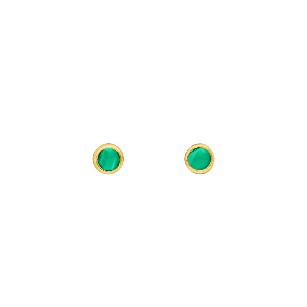 Ohrstecker Pure Gr�ner Achat, 3mm, 18 K Gelbgold vergoldet