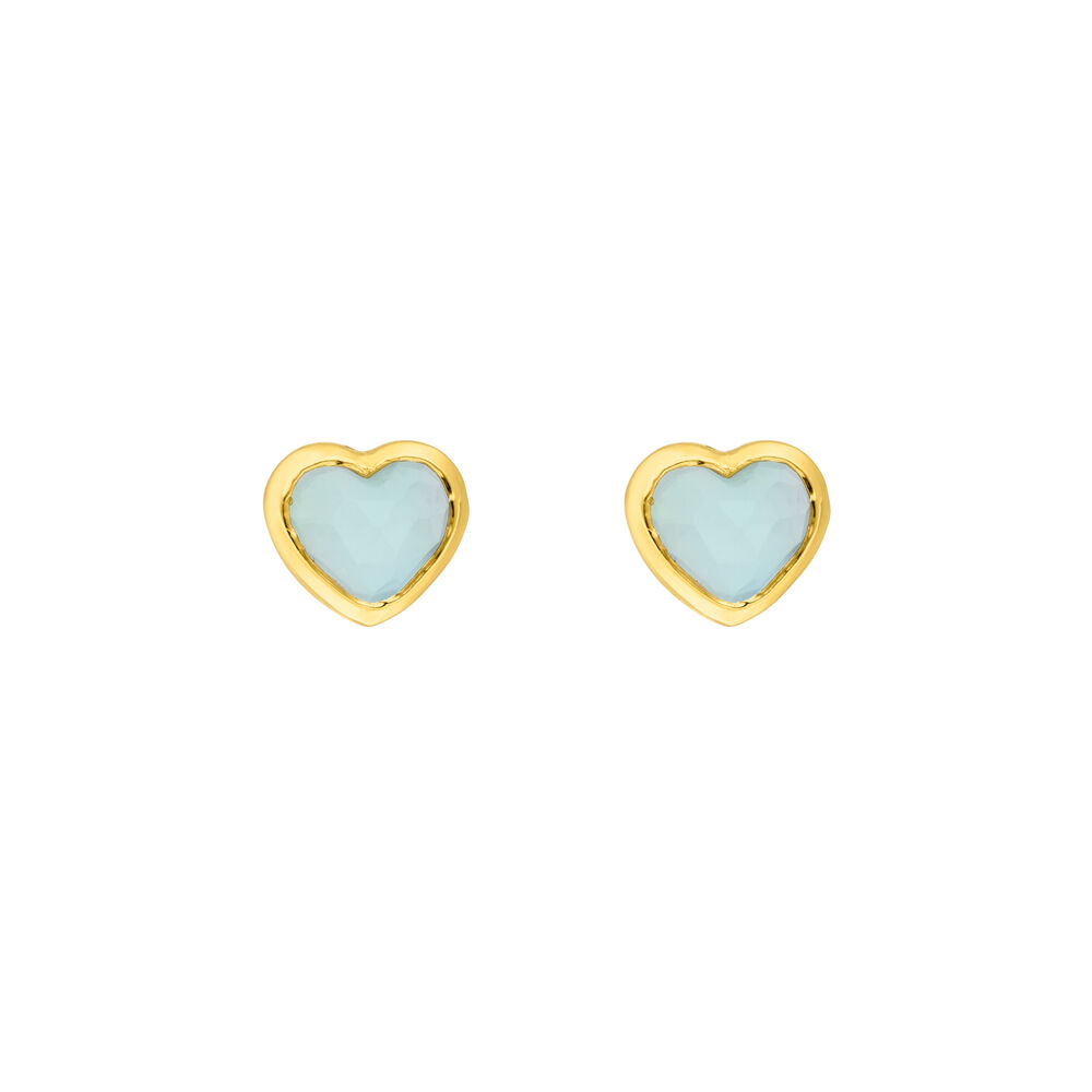 Ohrstecker VALENTINE, Aqua Chalzedon, 18 K Gelbgold vergoldet