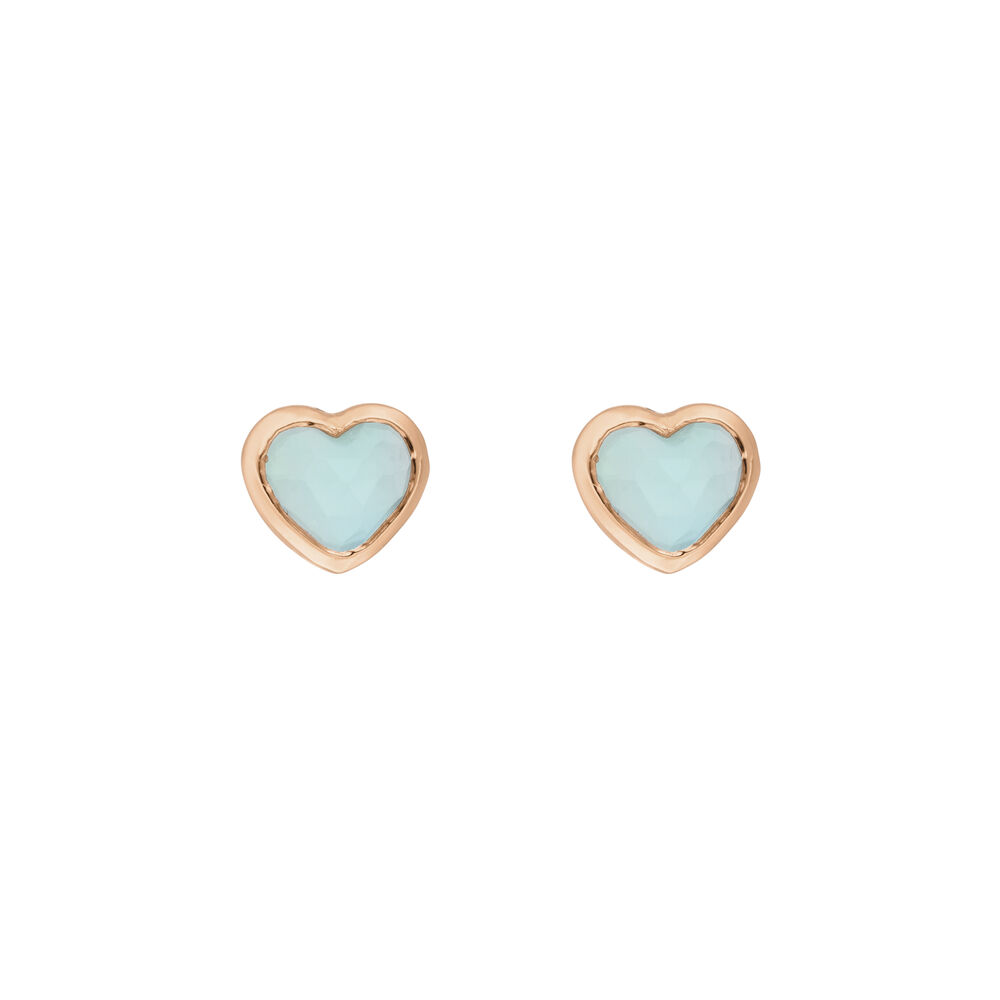 Ohrstecker VALENTINE, Aqua Chalzedon, 18 K Rosegold vergoldet