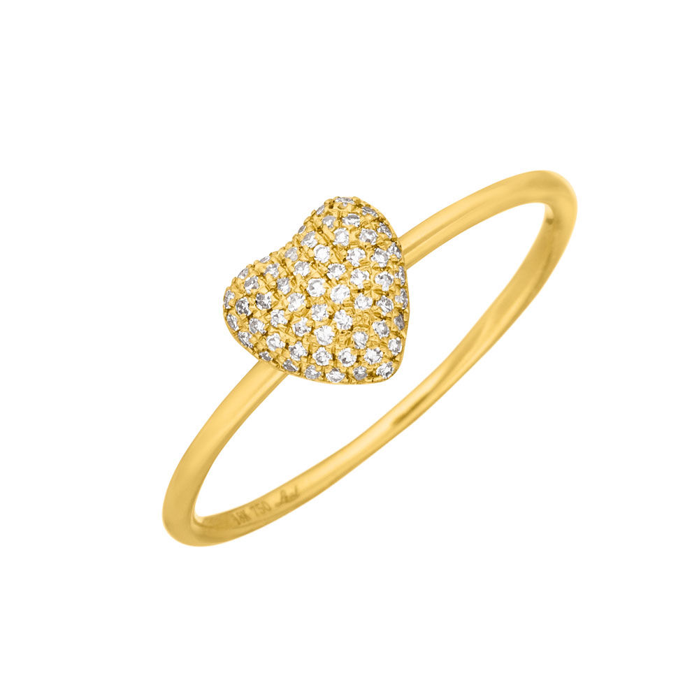 Ring Herz Full mit Diamanten, 18 Karat Gelbgold