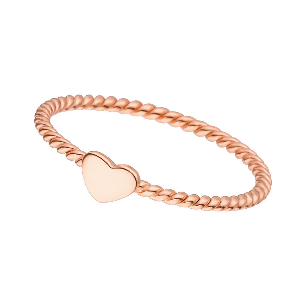 Ring Twist mit Herzchen, 18 K Ros�gold vergoldet, Gr��e 56