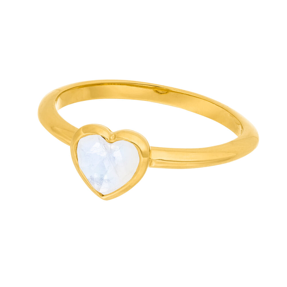 Ring VALENTINE, Mondstein, 18 Karat Gelbgold vergoldet, Gr.50
