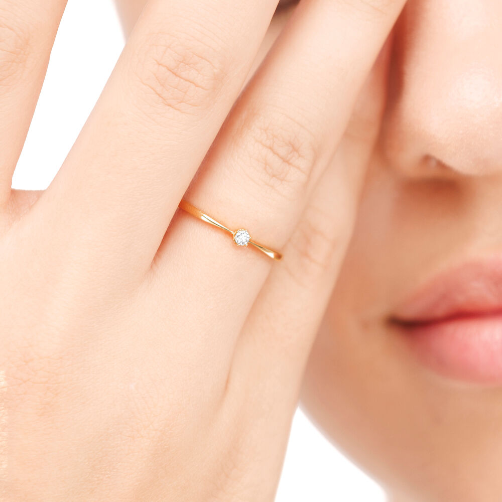 Verlobungsring Classic Solitair 0,04ct, 14K Gelbgold, Gr.52 