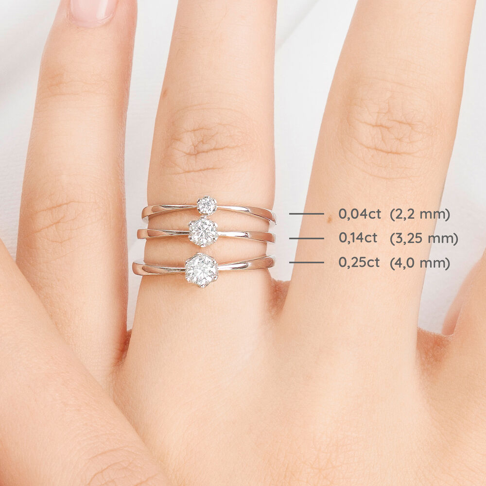 Verlobungsring Classic Solitair 0,04ct, 14 Karat Wei�gold, Gr.52 