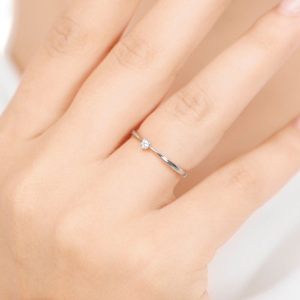 Verlobungsring Classic Solitair 0,04ct, 14 Karat Wei�gold, Gr.52 