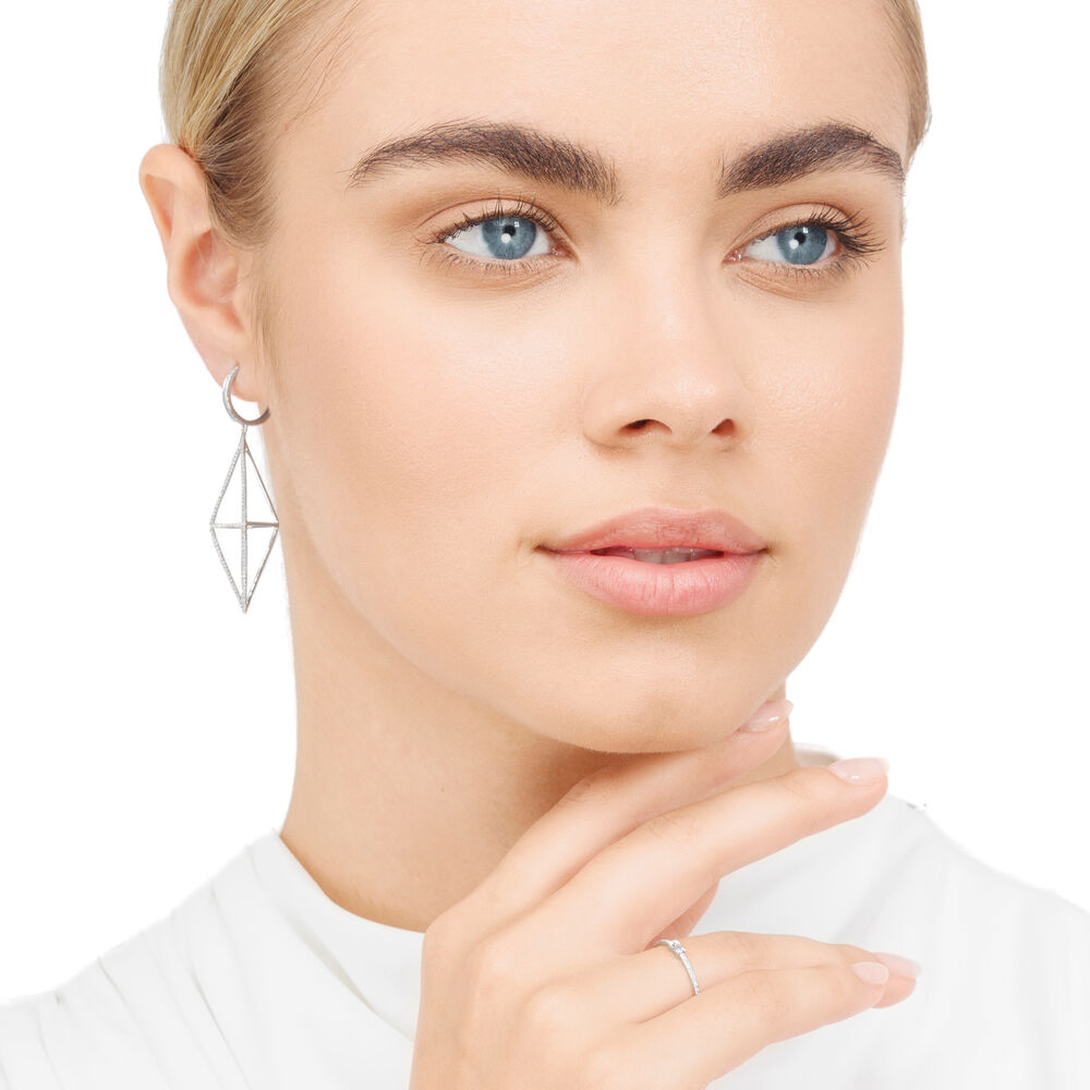 Ohrringe Trapez mit Diamanten, 18 Karat Gelbgold 