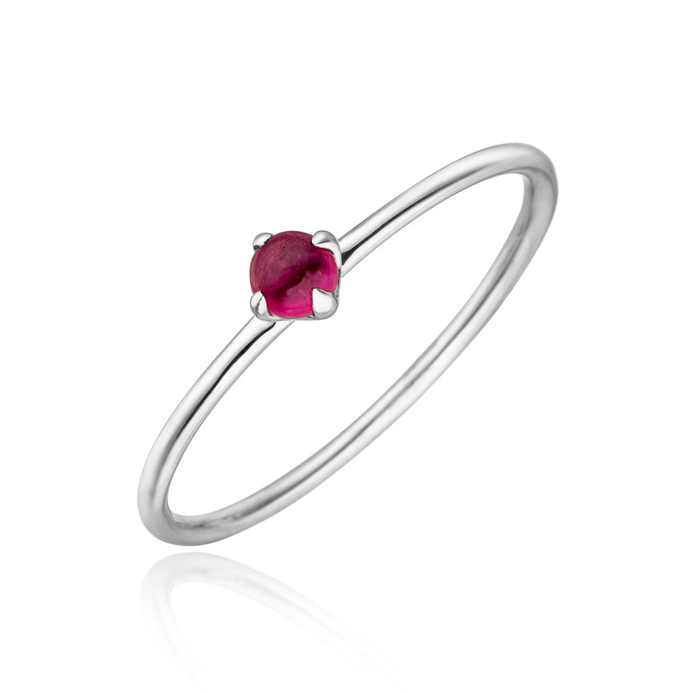 Verlobungsring Cabochon, 14 Karat Wei�gold, Rubin