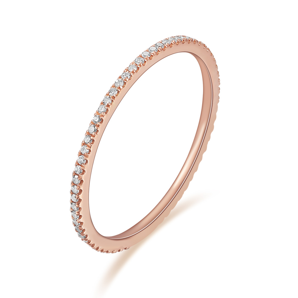 Verlobungsring Memoire mit Diamanten, 18 Karat Rosegold