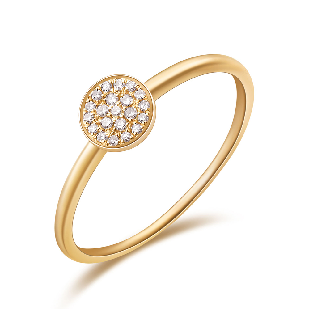 Verlobungsring Pave in 18 Karat Gelbgold mit Diamanten