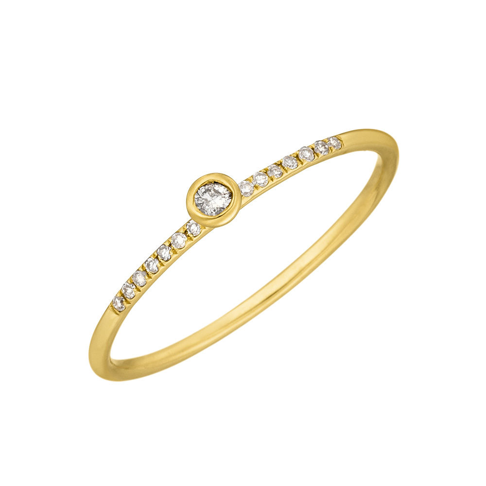 Verlobungsring Petite, White Diamond, 14 Karat Gelbgold