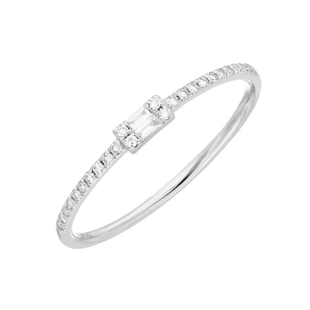 Verlobungsring mit Diamanten, Tiny Baguette, 14 Karat Wei�gold