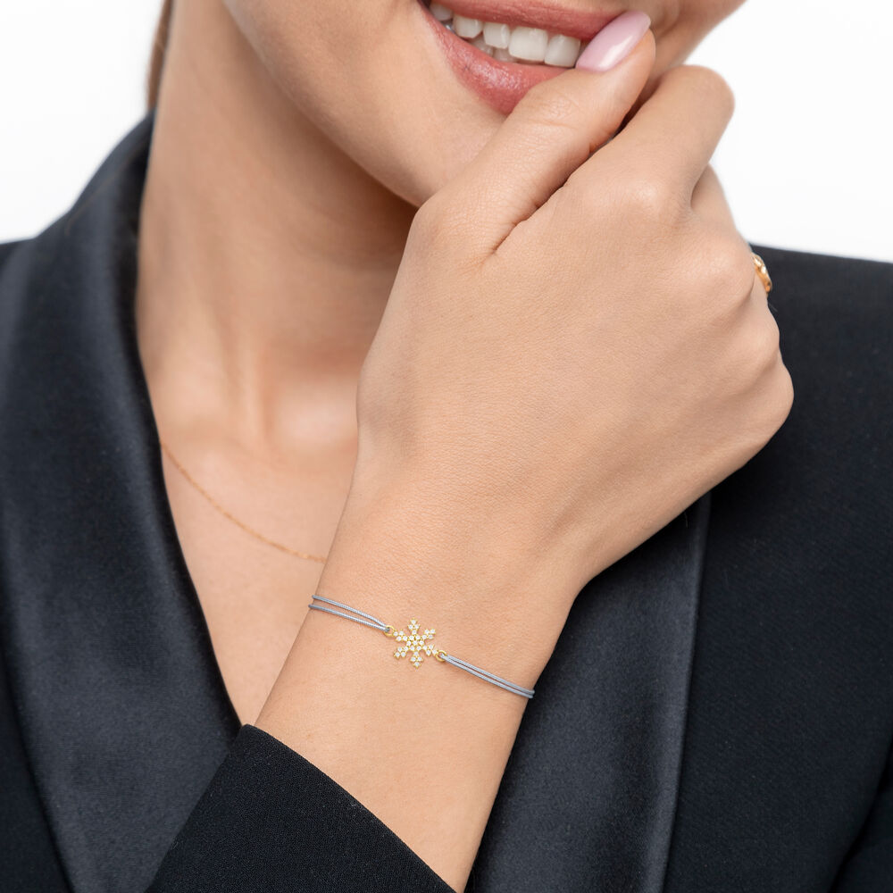 Gl�cksarmband Snowflake, 925 Sterlingsilber, Schwarz 