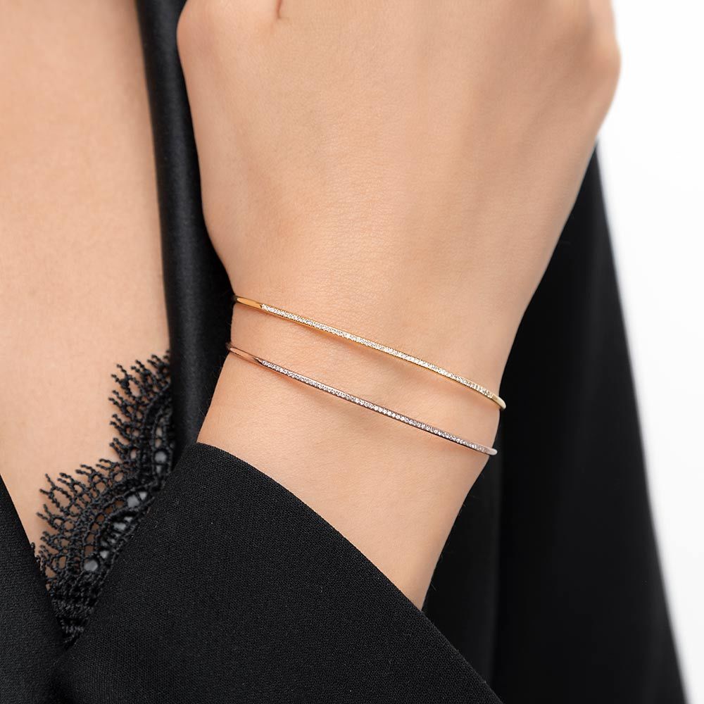 Armreif Circle mit Diamanten, 18 Karat Gelbgold 