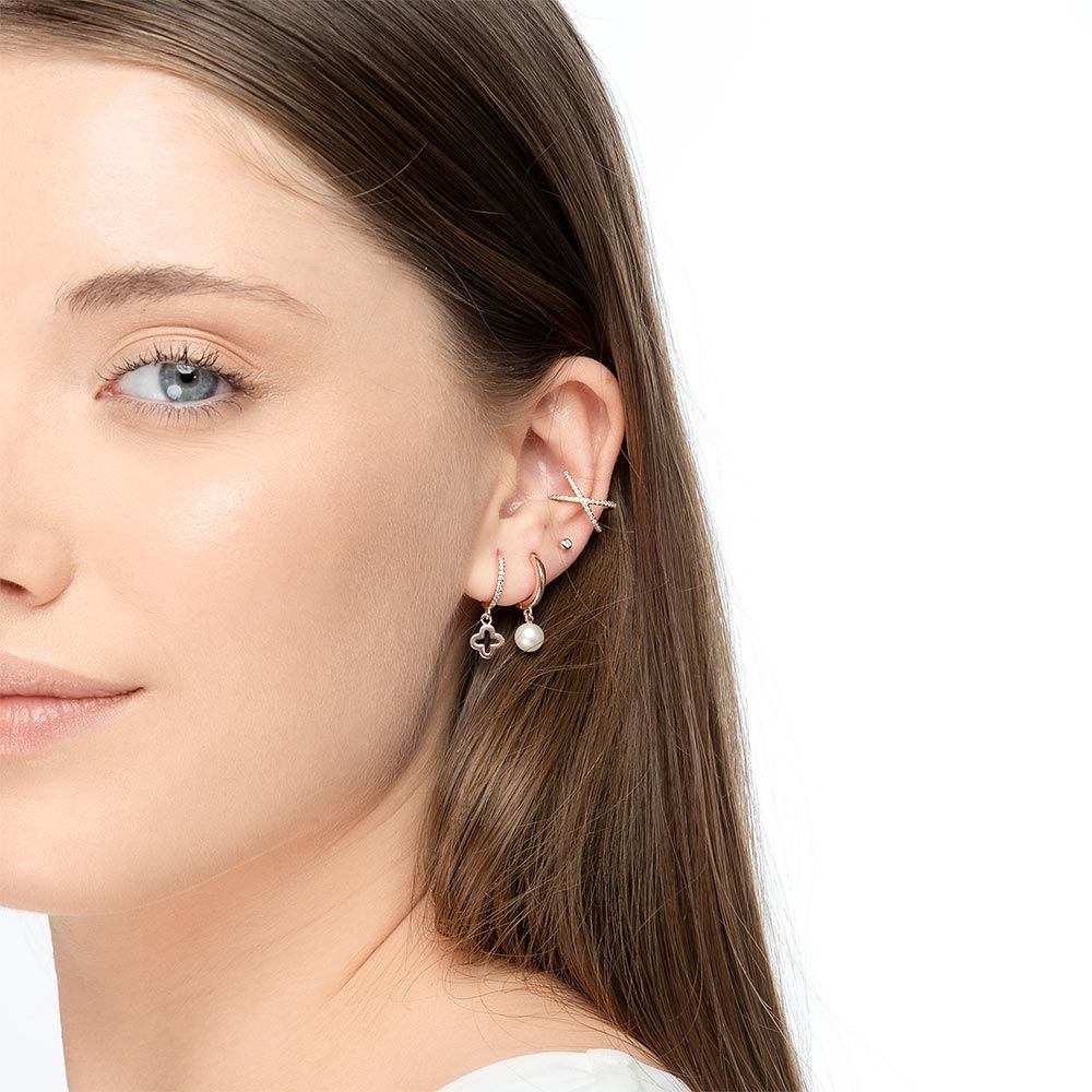 Single Creole PEARL, 18 K Rosegold vergoldet 