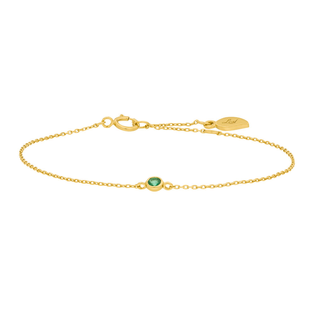 Armkette Smaragd, 14 Karat Gelbgold 