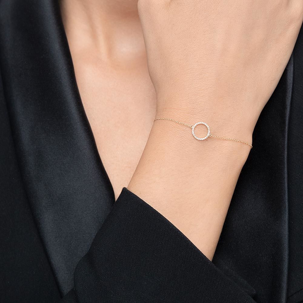 Armkette Circle mit Diamanten, 18 Karat Gelbgold 
