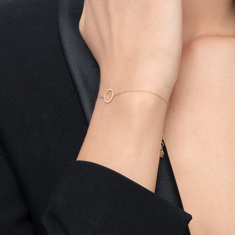 Armkette Circle mit Diamanten, 18 Karat Gelbgold 