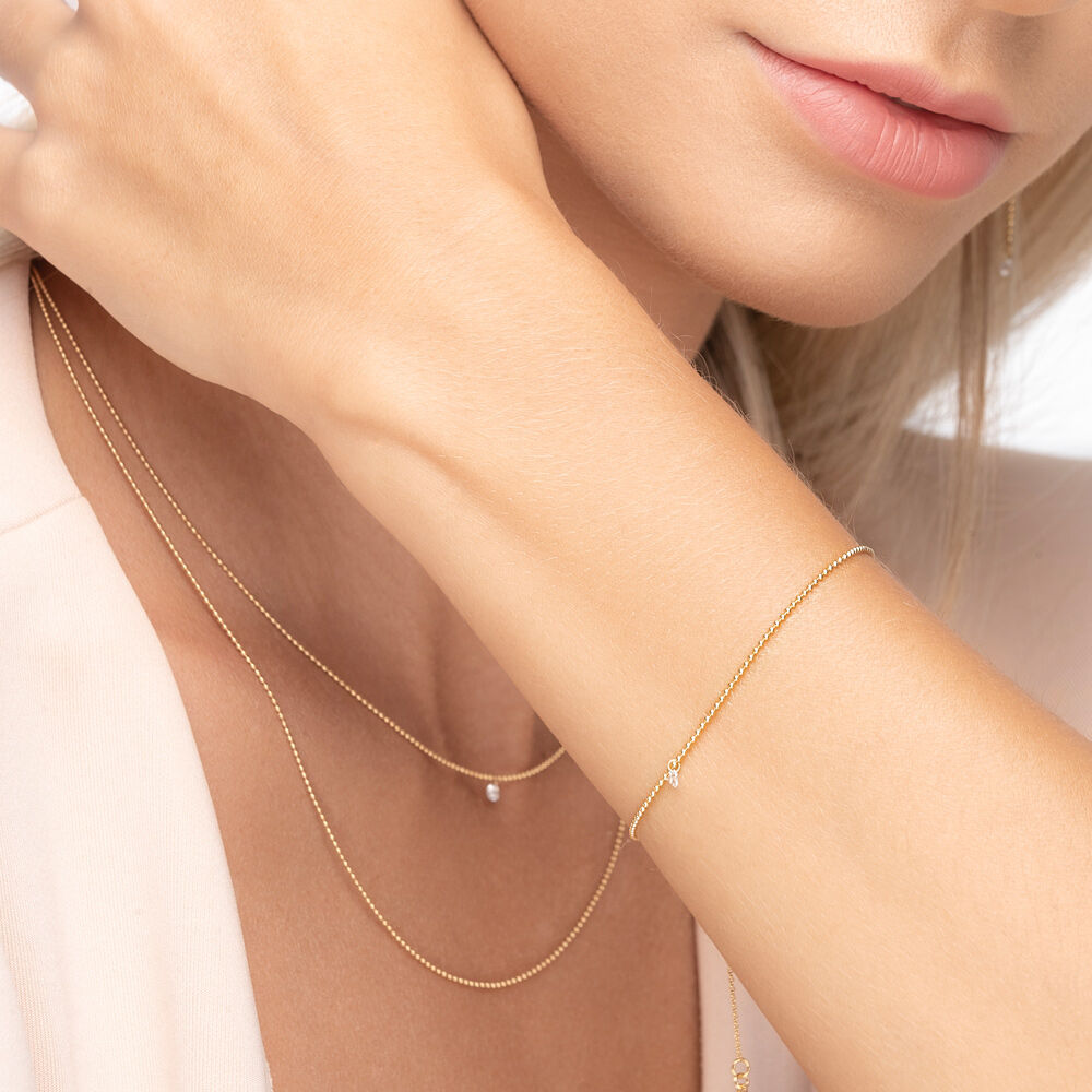 Armkette PURE Ball Chain, Diamant, 14 Karat Gelbgold 
