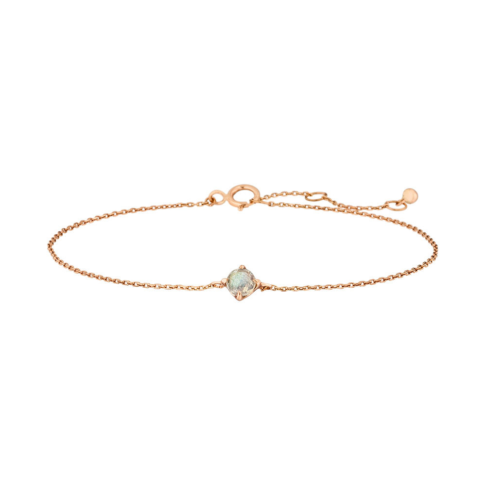Armkette Cabochon, Labradorite, 14 Karat Rosegold 