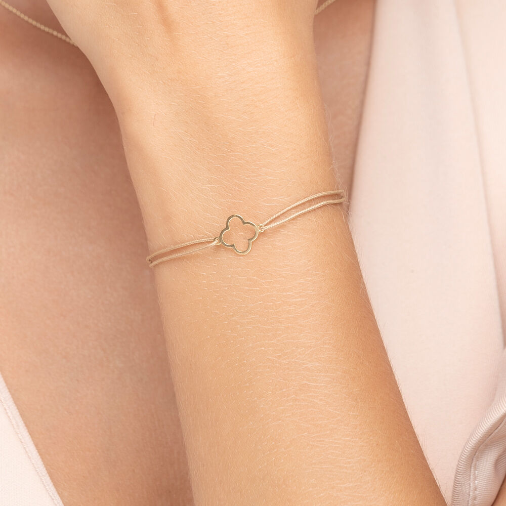 Freundschaftsarmband GENTLE CLOVER, 14 Karat Gelbgold 