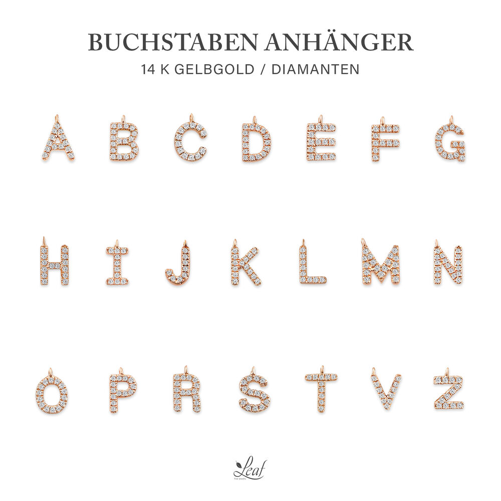 Freundschaftsarmband mit Letter Charm, 14 Karat Rosegold mit Diamanten 
