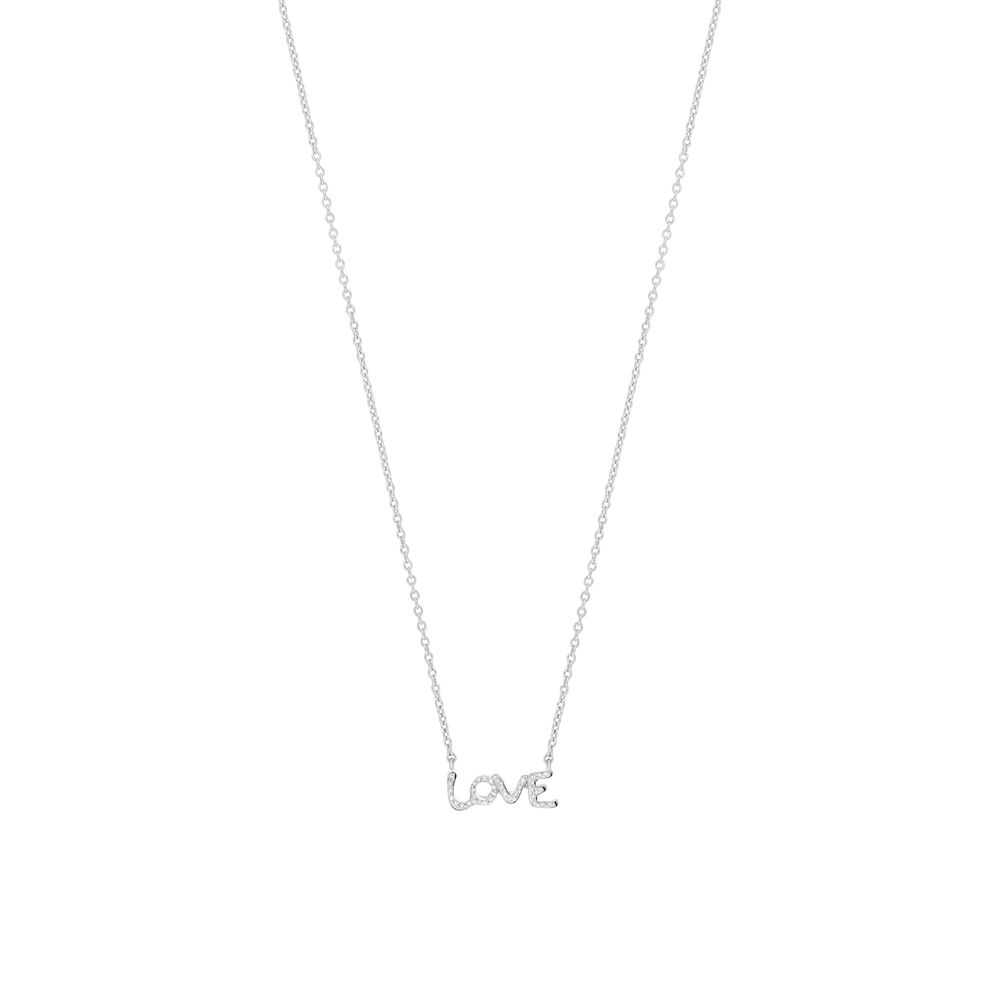 Halskette TINY LOVE mit Diamanten, 14 Karat Wei�gold 