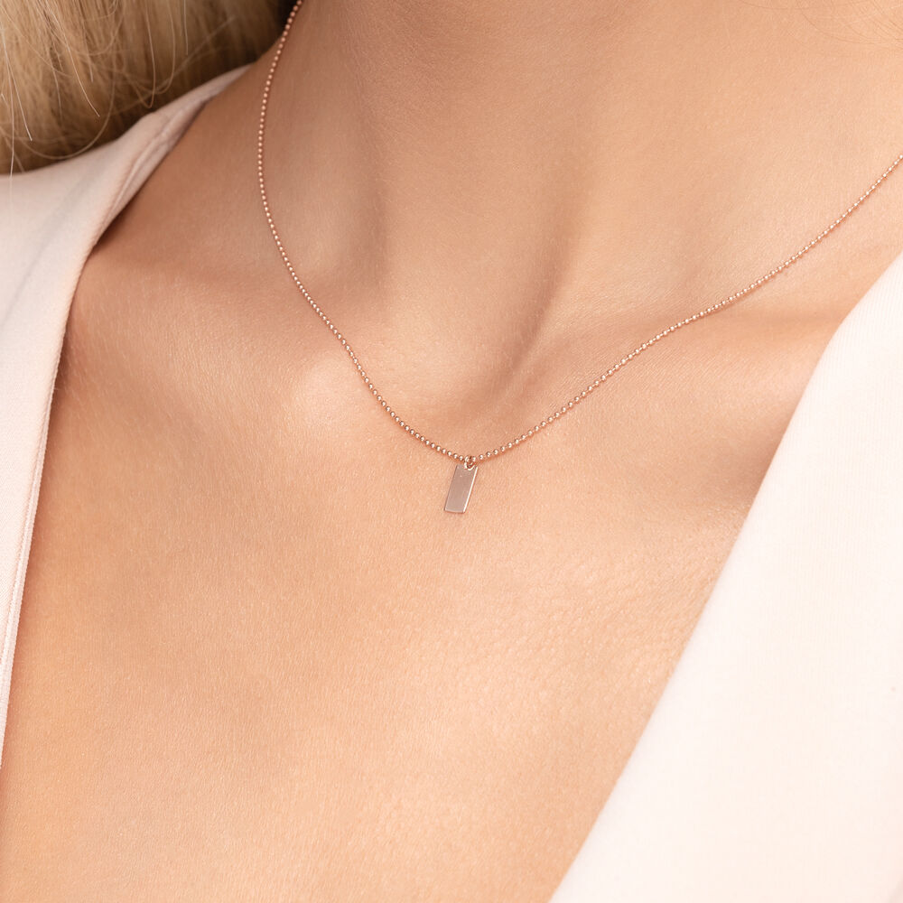 Halskette Tiny Dog Tag, 14 Karat Rosegold 