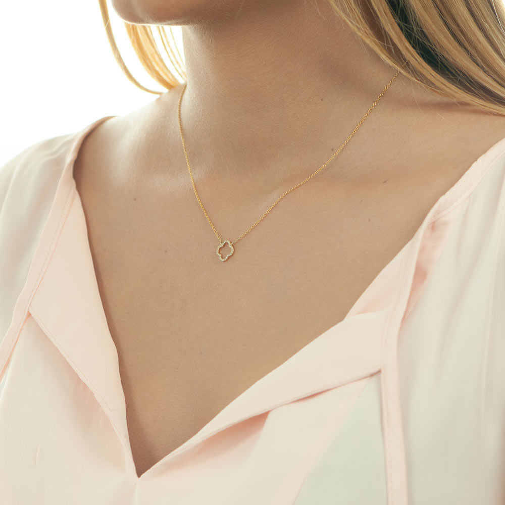 Halskette Clover mit Diamanten, 18 Karat Gelbgold 