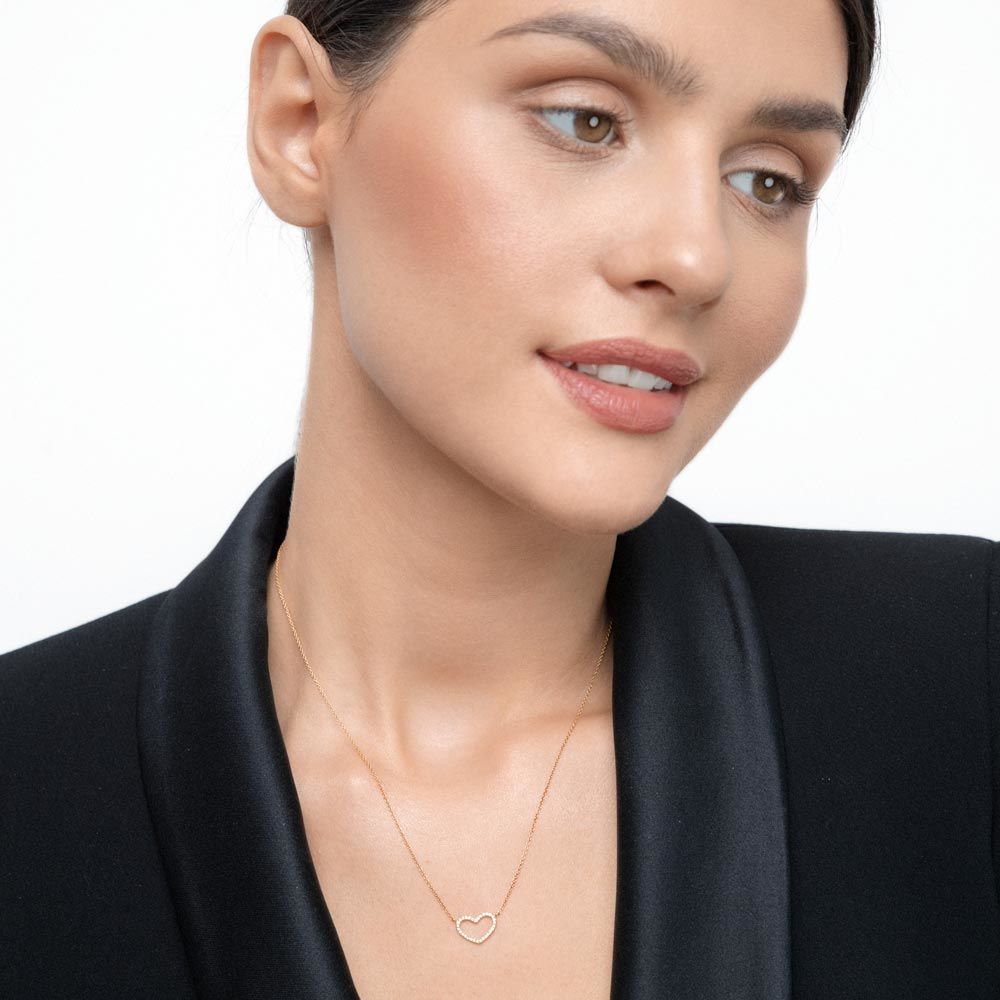 Halskette Heart mit Diamanten, 18 Karat Gelbgold 