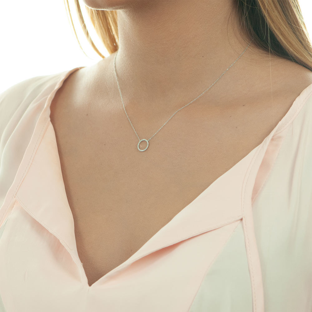 Halskette Circle mit Diamanten, 18 Karat Wei�gold 